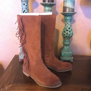 Lucky Brand “Grayer” Suede Fringe Boots